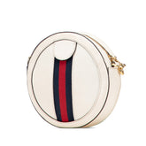 グッチ オフィディア ラウンド チェーン ショルダーバッグ 550618 ホワイト ネイビー レッド レザー レディース GUCCI 【中古】